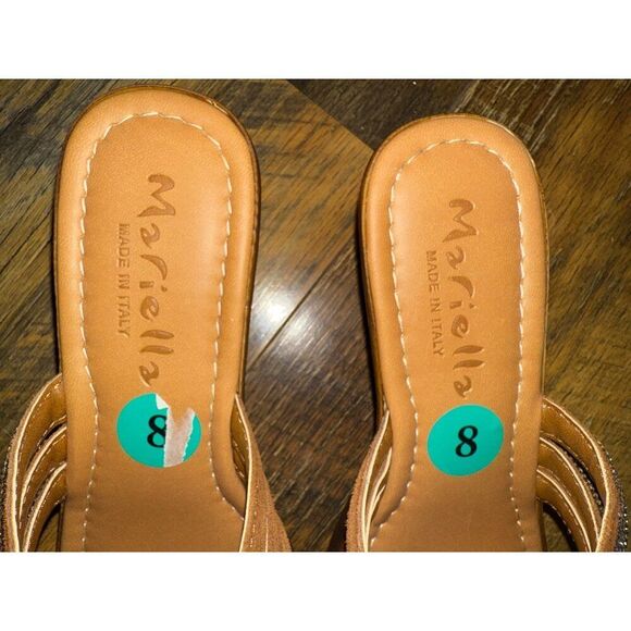NWOT Mariella Brown Rhinestone Wedge Sandals Size 8 - Picture 10 of 10